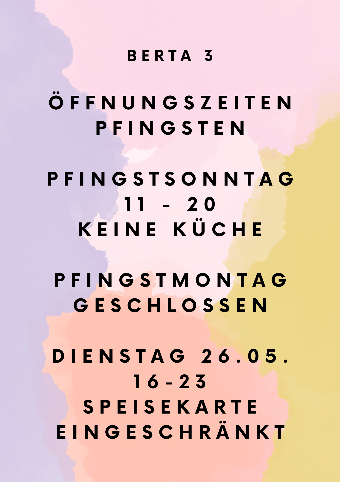 �ffnungszeiten Pfingsten